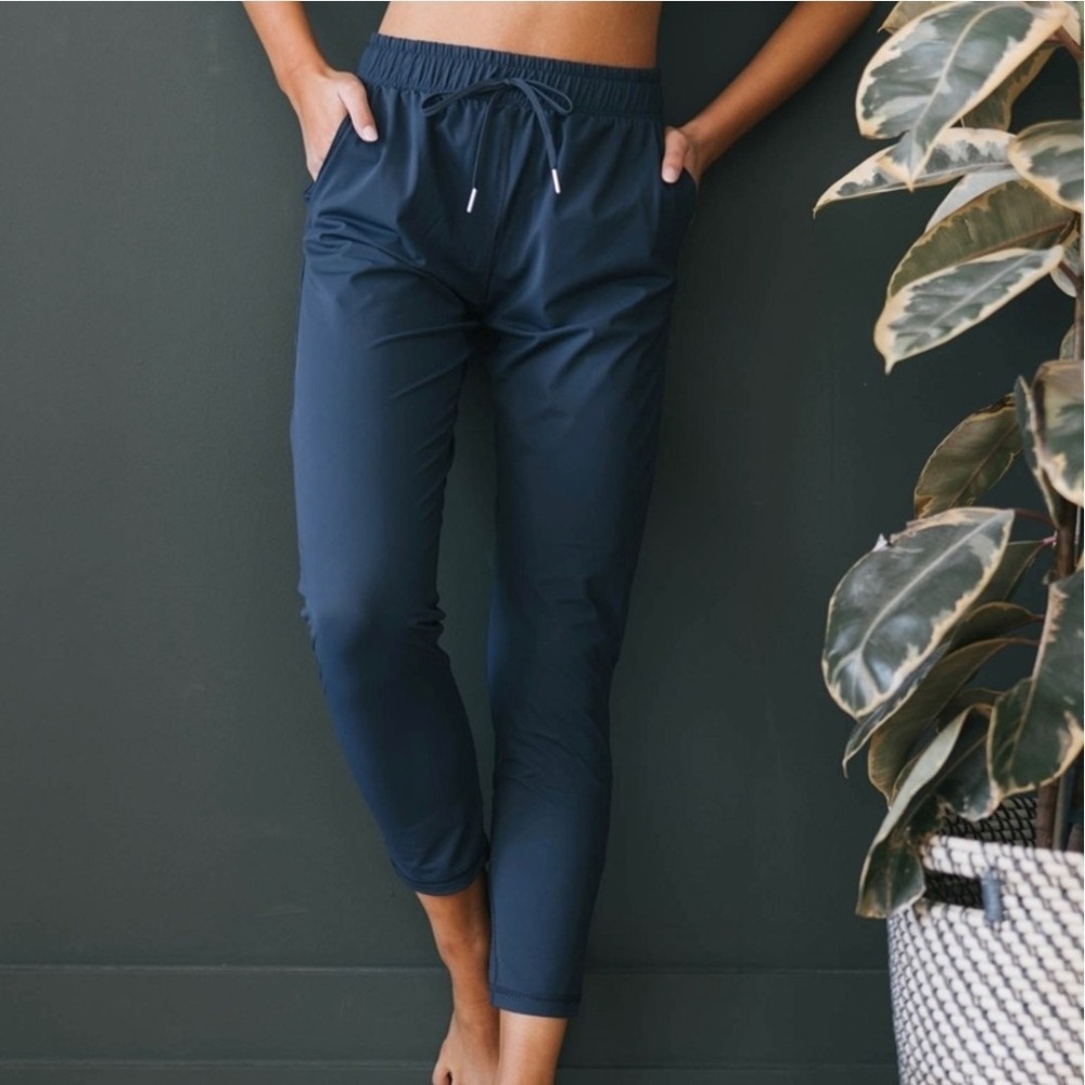 Zyia Blue Everywhere Ankle Zipper Jogger,pockets Drawstring Lightweight Women M